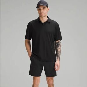 Lululemon Polo Short Sleeve Zip Neck Textured Tee Shirt in Black Size Large